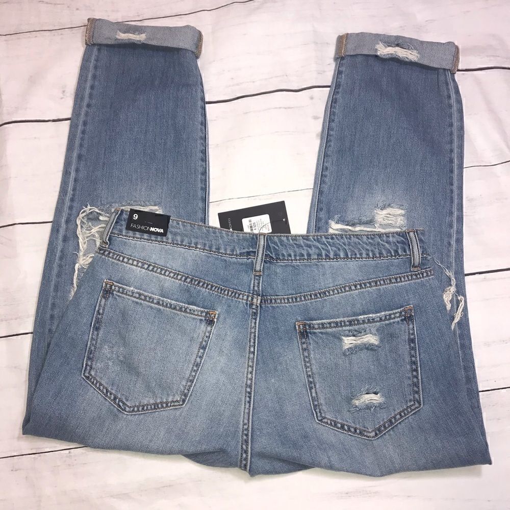 NEW Jax Distressed High Rise Boyfriend Jeans-9 - Picture 10 of 12